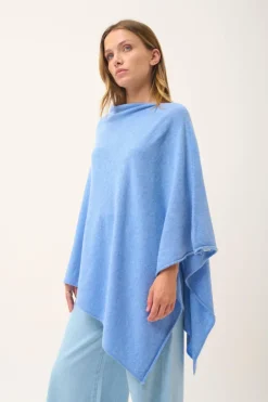 MEREDITH poncho col bateau sky