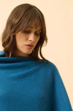 MEREDITH poncho col bateau paon