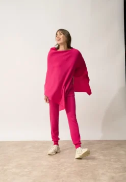 MEREDITH poncho col bateau fuchsia