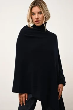 MEREDITH poncho col bateau navy