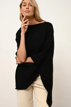 MEREDITH poncho col bateau noir