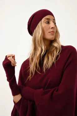 MEREDITH poncho col bateau bordeaux