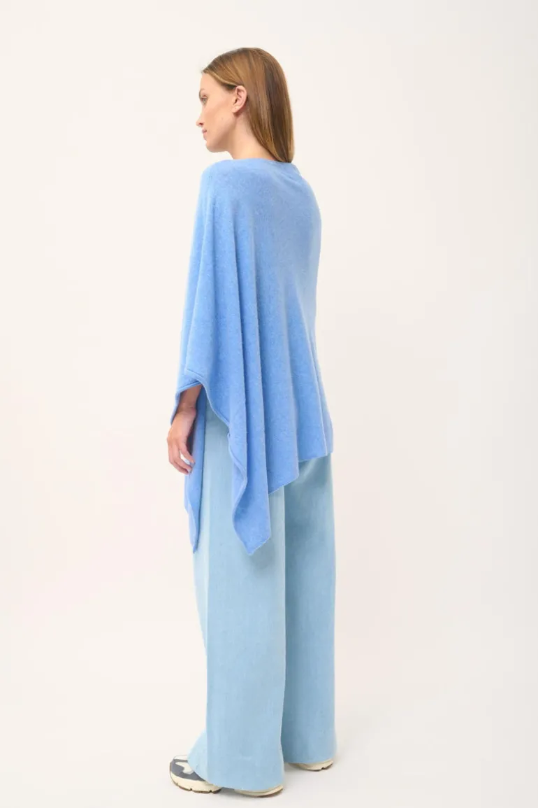 MEREDITH poncho col bateau sky