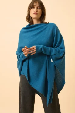 MEREDITH poncho col bateau paon
