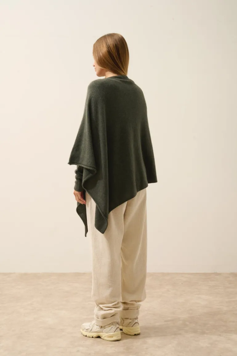 MEREDITH poncho col bateau kaki chiné