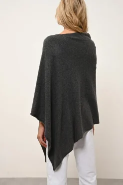 MEREDITH poncho col bateau anthracite chiné