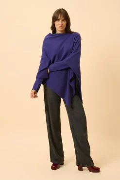 MEREDITH poncho col bateau purple