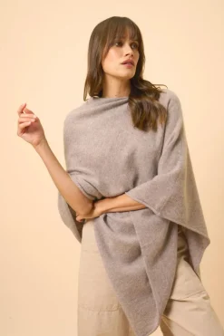 MEREDITH poncho col bateau caribou chiné