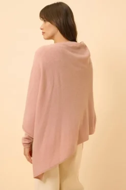 MEREDITH poncho col bateau bois de rose