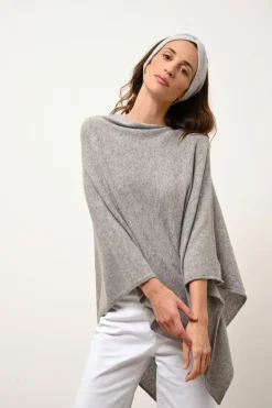 MEREDITH poncho col bateau nuage chiné