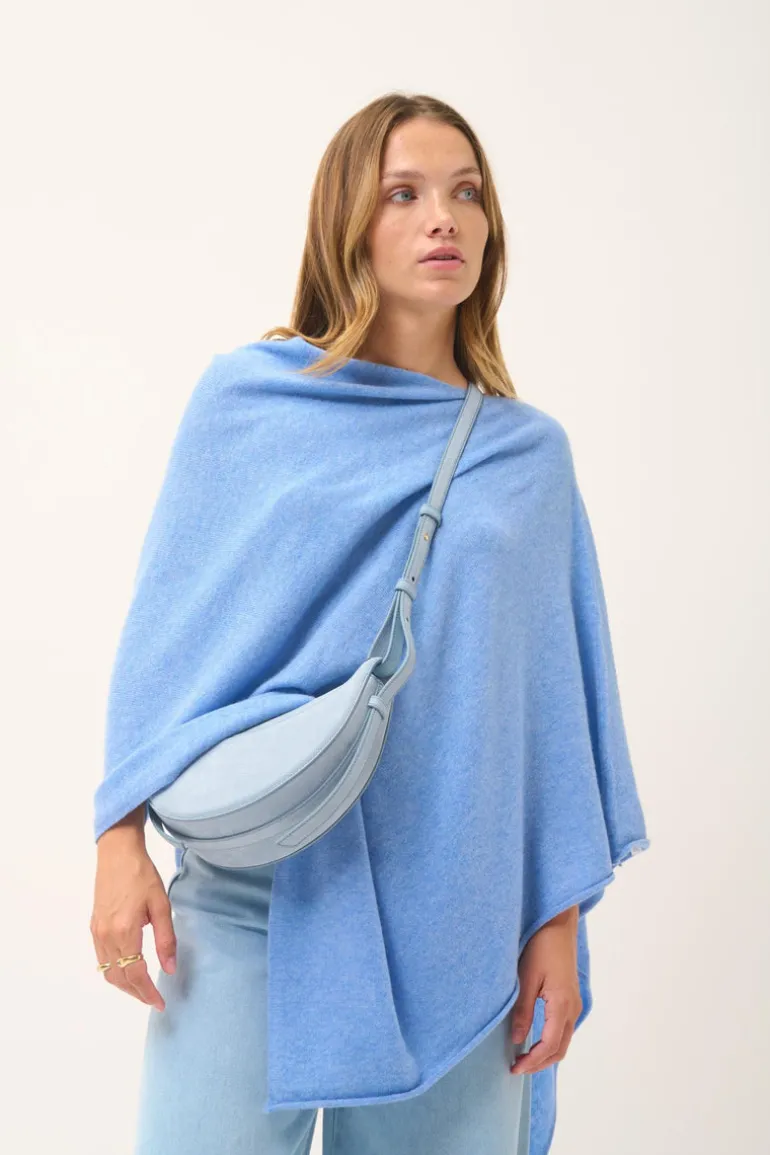 MEREDITH poncho col bateau sky