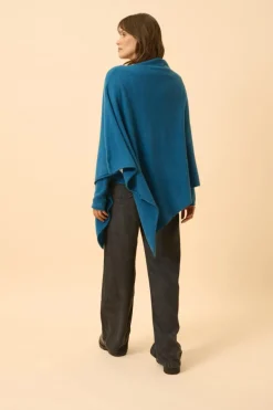 MEREDITH poncho col bateau paon