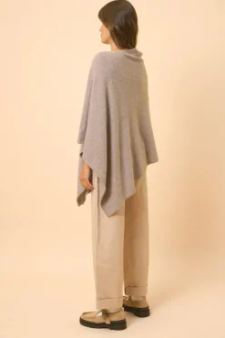 MEREDITH poncho col bateau caribou chiné