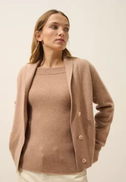 MILA veste col châle camel chiné