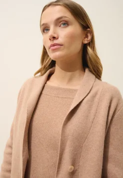 MILA veste col châle camel chiné