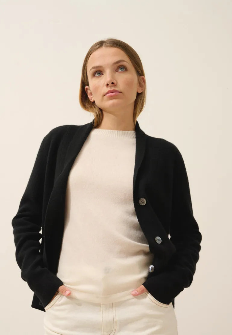 MILA veste col châle noir