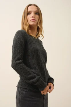 NADIA pull col rond carbone chiné