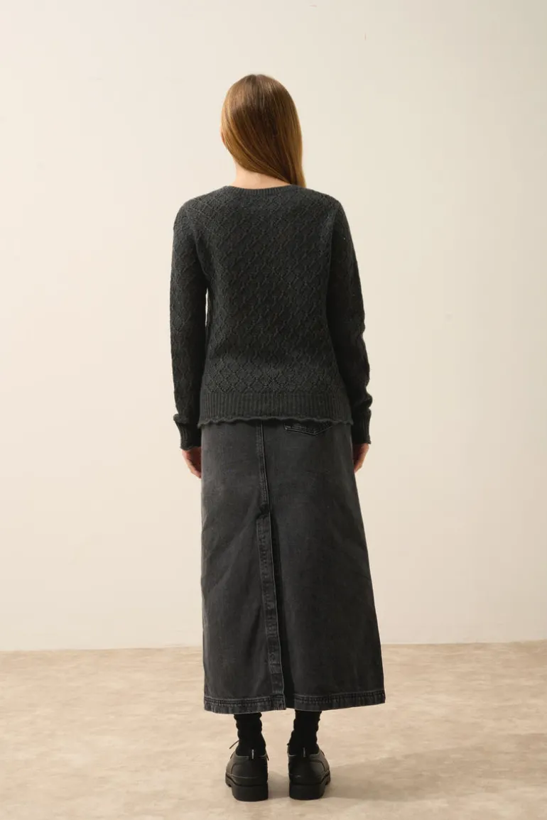 NADIA pull col rond carbone chiné