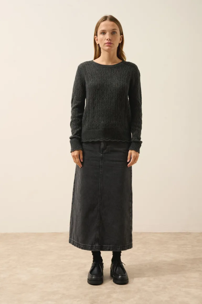 NADIA pull col rond carbone chiné