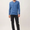 NATHAN pull col v bleu denim