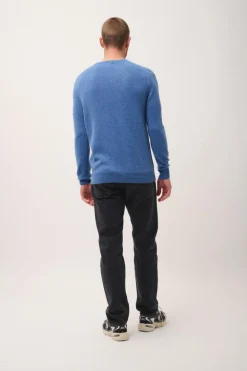 NATHAN pull col v bleu denim