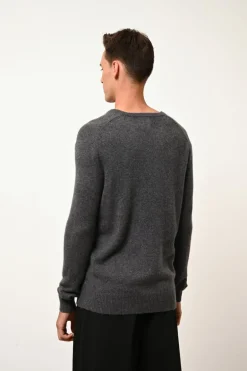 NATHAN pull col v anthracite chiné