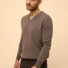 NATHAN pull col v taupe chiné