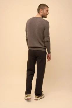 NATHAN pull col v taupe chiné