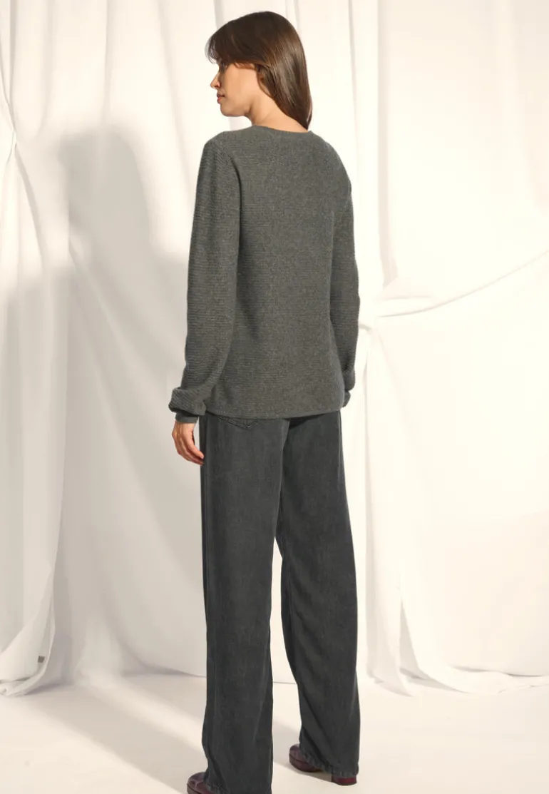 NETHY pull col bateau anthracite chiné