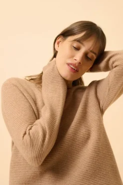 NETHY pull col bateau camel chiné