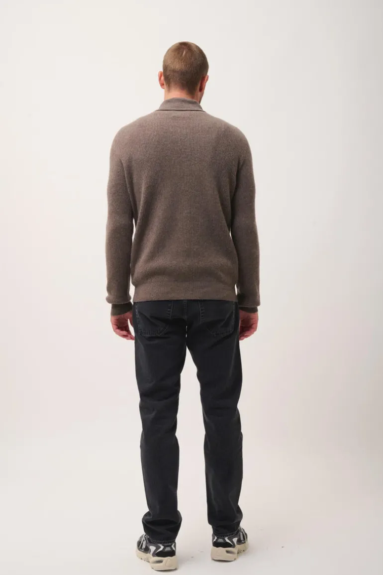 NINA pull col châle taupe chiné