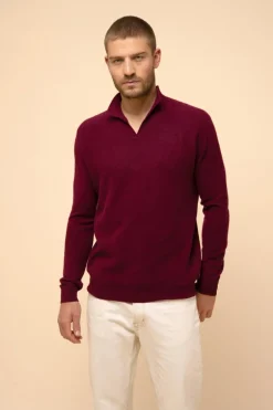 NOAH pull col polo ouvert bordeaux