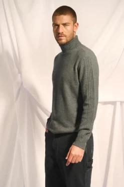 NOI pull col roulé anthracite chiné