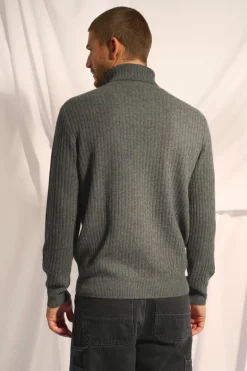 NOI pull col roulé anthracite chiné
