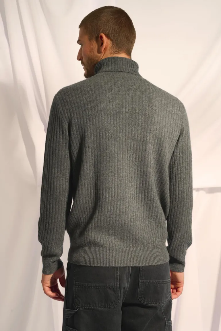 NOI pull col roulé anthracite chiné