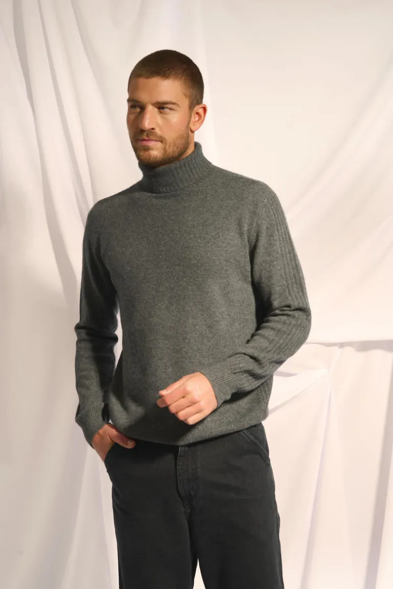 NOI pull col roulé anthracite chiné