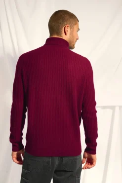 NOI pull col roulé bordeaux