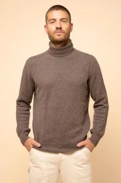 NOI pull col roulé taupe chiné