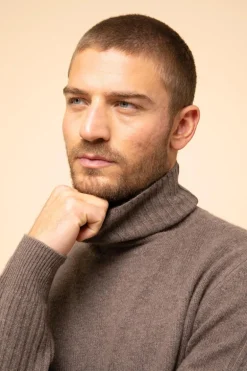 NOI pull col roulé taupe chiné