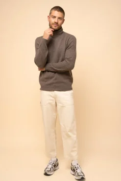 NOI pull col roulé taupe chiné