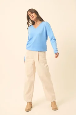 NORA pull col v baby blue