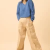 NORA pull col v bleu denim