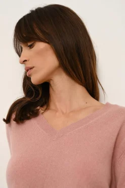 NORA pull col v bois de rose