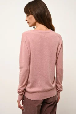 NORA pull col v bois de rose