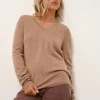 NORA pull col v camel chiné