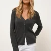 NORMA cardigan col v anthracite chiné