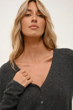 NORMA cardigan col v anthracite chiné