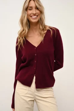 NORMA cardigan col v bordeaux