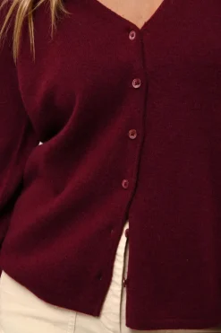 NORMA cardigan col v bordeaux