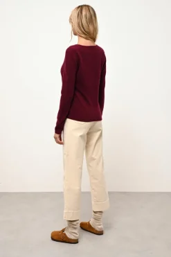 NORMA cardigan col v bordeaux